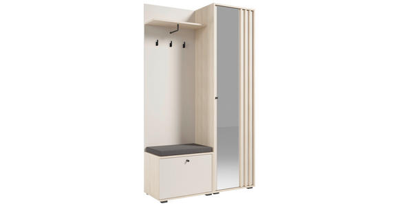 GARDEROBE 5-teilig in 114/197/40 cm - Kaschmir/Eichefarben, Design, Glas/Holzwerkstoff (114/197/40cm) - Xora