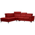 ECKSOFA in Echtleder Rot  - Rot/Schwarz, Design, Leder/Metall (239/289cm) - Cantus