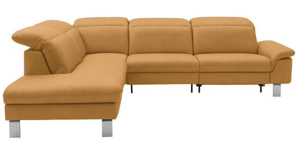 ECKSOFA  in Echtleder Senfgelb  309/233 cm  - Edelstahlfarben/Senfgelb, Design, Leder/Metall (309/233cm) - Dieter Knoll