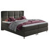 BOXBETT 180/200 cm,  in Dunkelbraun, Matratze, gepolstertes Kopfteil, Bettkasten, Topper, H3 = fest  - Chromfarben/Dunkelbraun, Design, Textil/Metall (180/200cm) - Ti'me