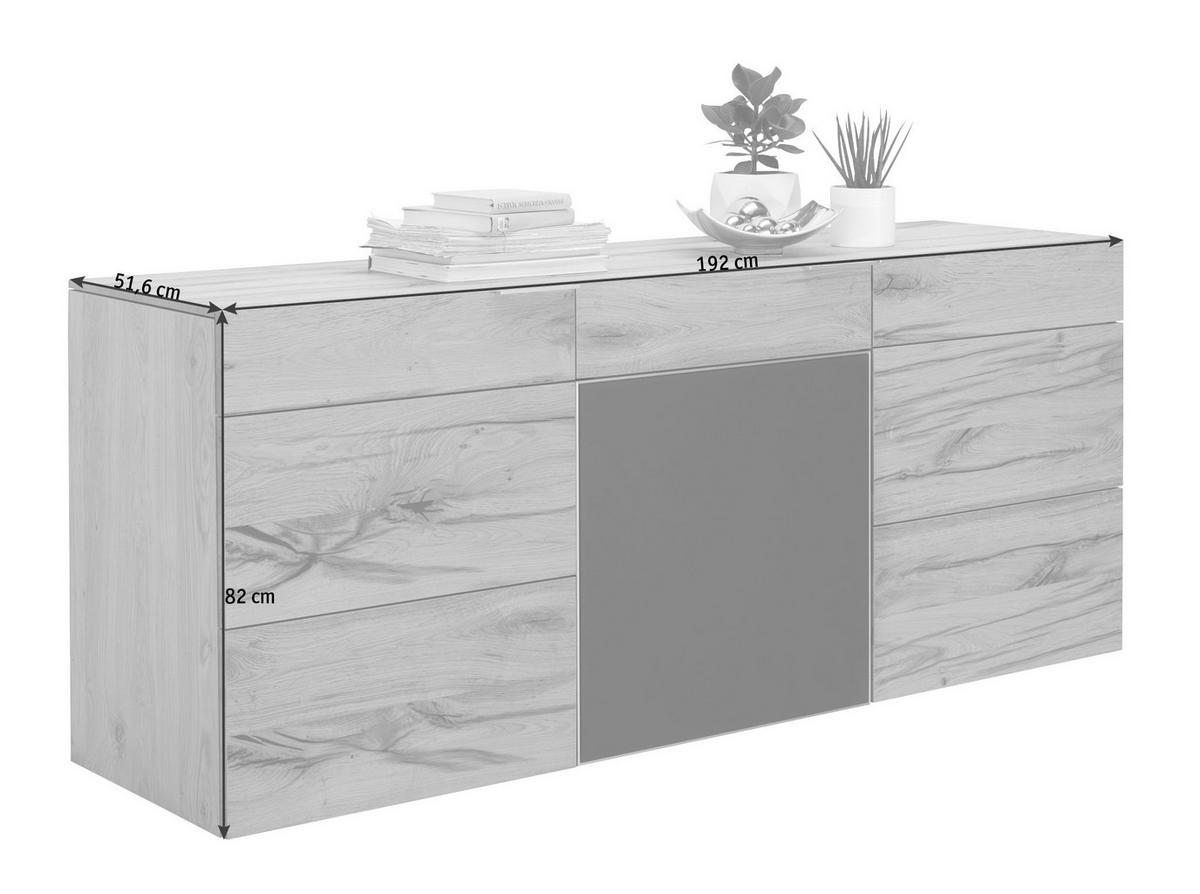 SIDEBOARD V-Alpin  in 192/82/51,6 cm  - Eichefarben/Anthrazit, Design, Glas/Holz (192/82/51,6cm) - Voglauer