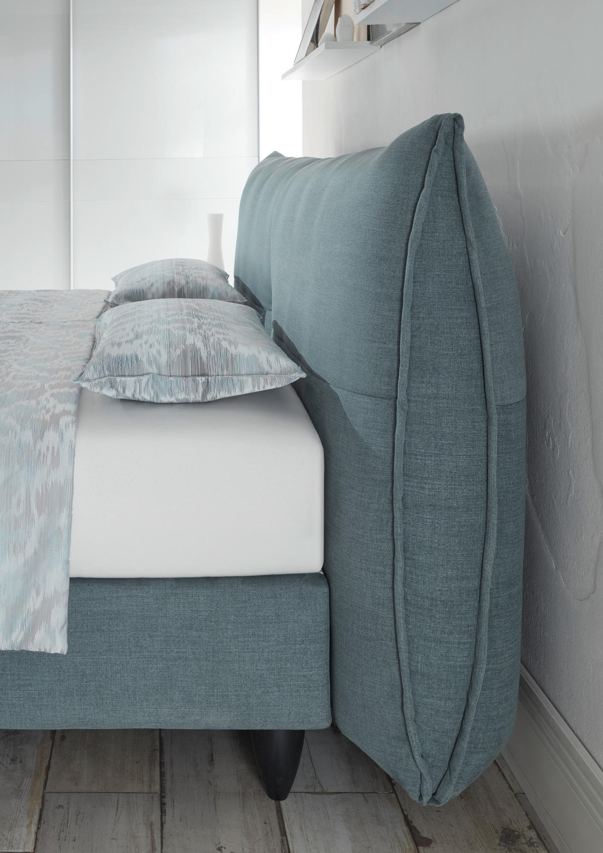 BOXSPRINGBETT 160/200 cm  in Petrol  - Petrol/Alufarben, Design, Textil/Metall (160/200cm) - RUF Betten