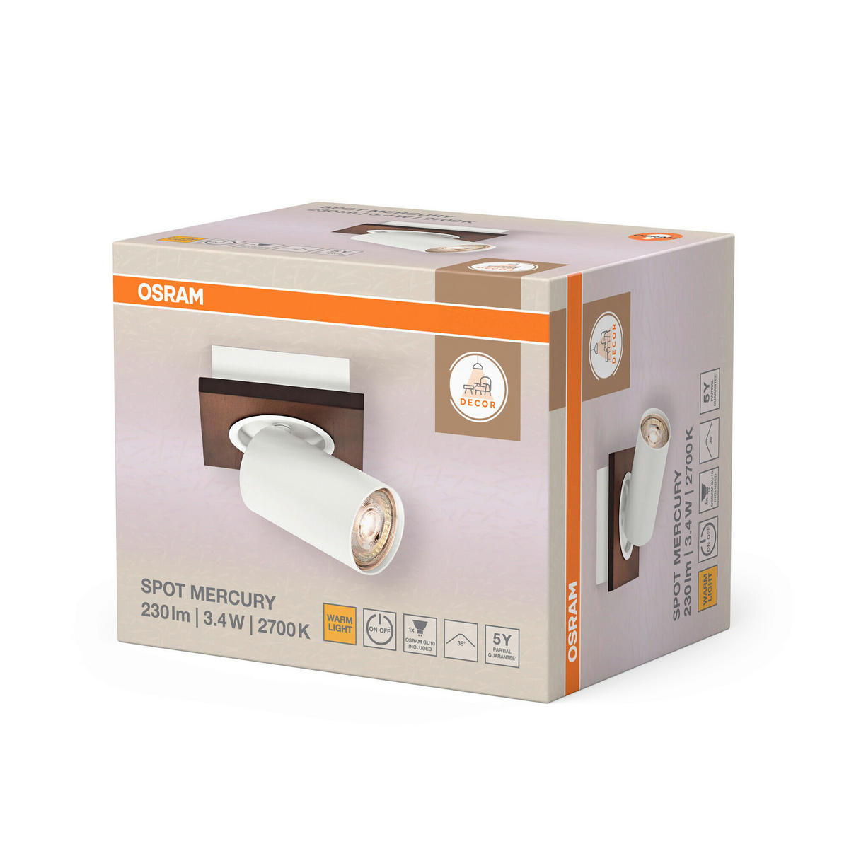 LED-STRAHLER 11/10,2/14,35 cm   - Naturfarben/Weiß, Basics, Holz/Metall (11/10,2/14,35cm) - Osram