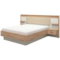 ÁGYSZETT 160/200 cm  kasmírszínű, Artisan tölgy  - kasmírszínű/Artisan tölgy, Konventionell, faalapú anyag/textil (160/200cm) - Stylife