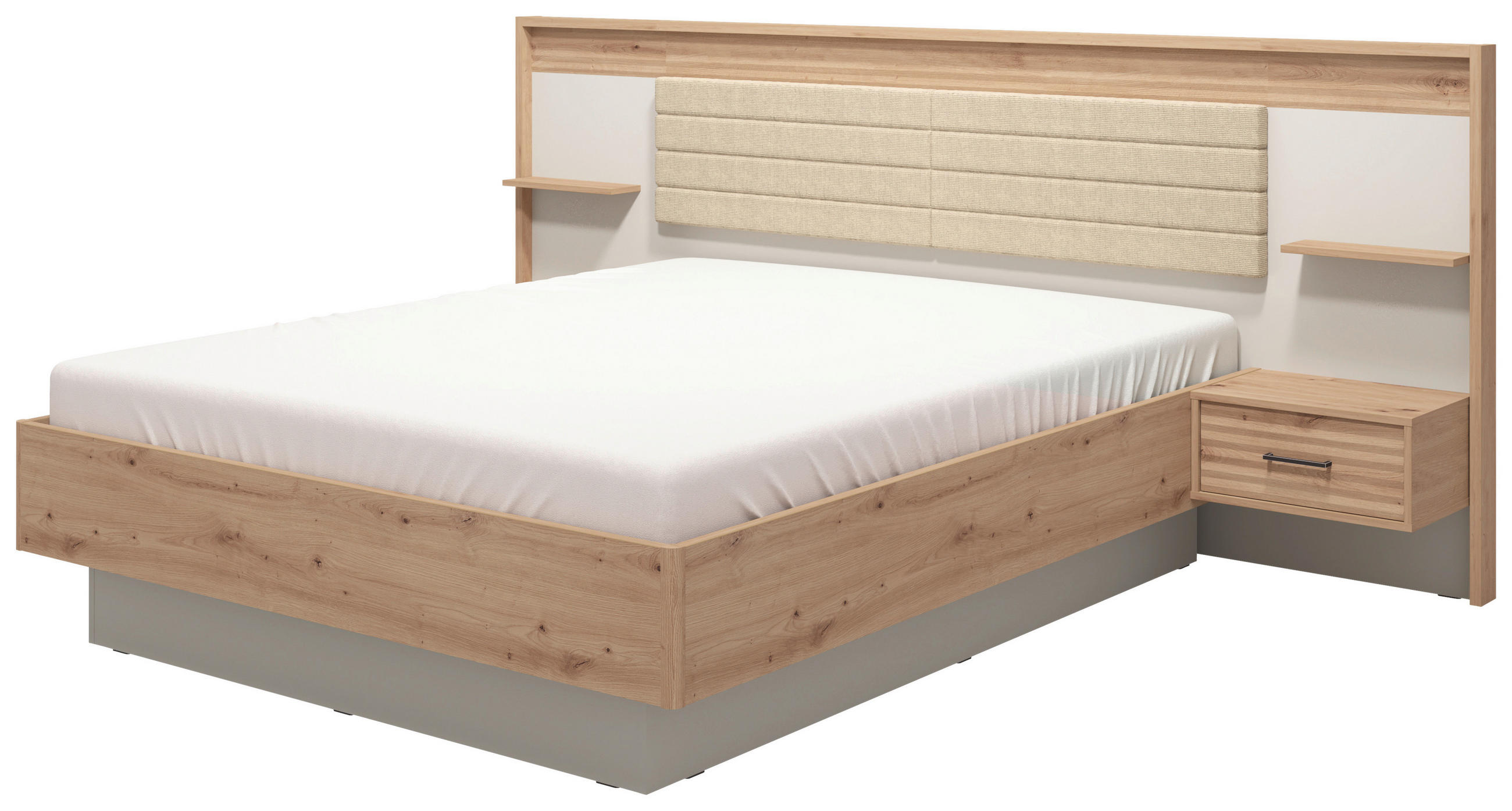 Xora POSTEL S NOČNÍMI STOLKY, 160/200 cm, kašmírová, dub artisan