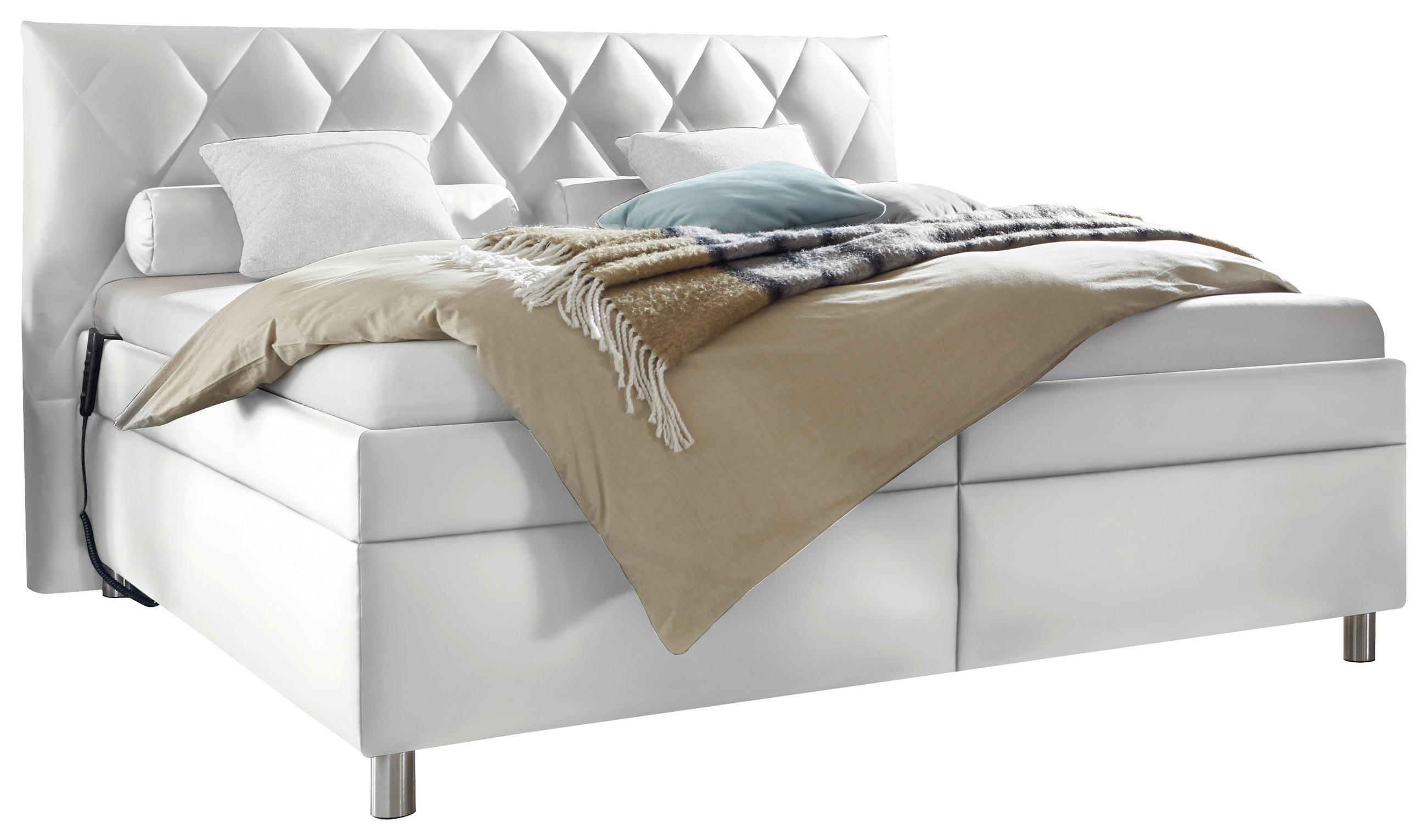 POLSTERBETT 160/200 cm  in Weiss  - Weiss/Silberfarben, Konventionell, Holz/Textil (160/200cm) - Esposa