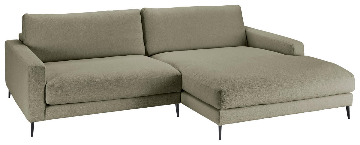 ECKSOFA in Flachgewebe Grün  - Schwarz/Grün, Design, Textil/Metall (272/190cm) - Lomoco