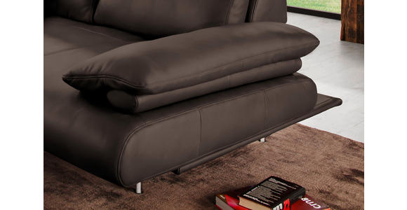 ECKSOFA in Echtleder Dunkelbraun 231/305 cm - Dunkelbraun/Schwarz, Design, Leder/Metall (231/305cm) - Dieter Knoll