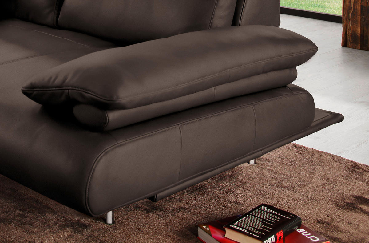 ECKSOFA in Echtleder Dunkelbraun  - Dunkelbraun/Schwarz, Design, Leder/Metall (231/305cm) - Dieter Knoll