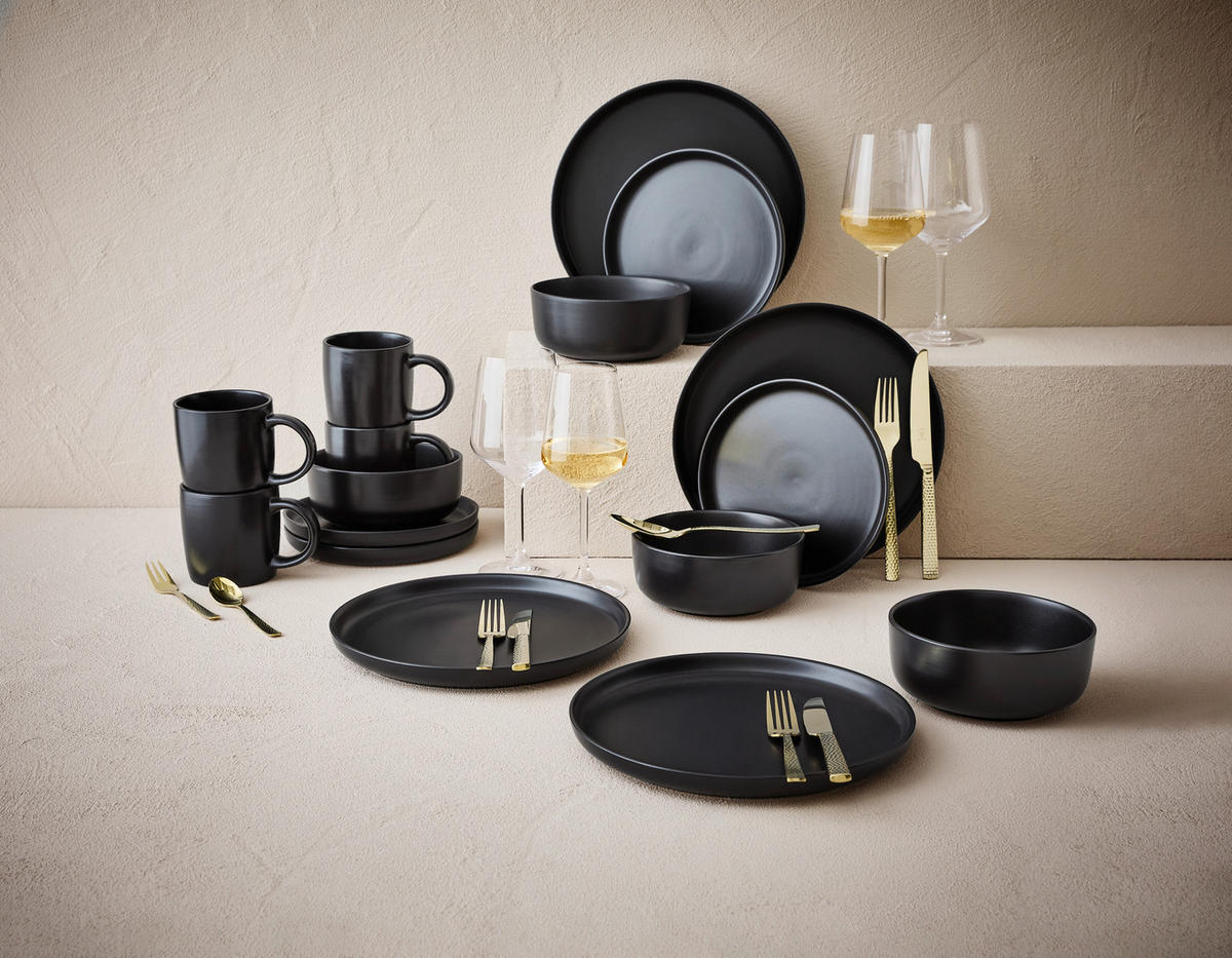 KOMBISERVICE Salerno 16-teilig  - Schwarz, Trend, Keramik - Novel