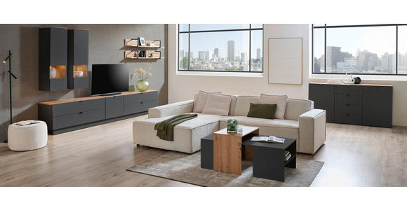 TV-ELEMENT 140/62/44 cm  - Schwarz/Graphitfarben, MODERN, Holzwerkstoff/Metall (140/62/44cm) - Hom`in