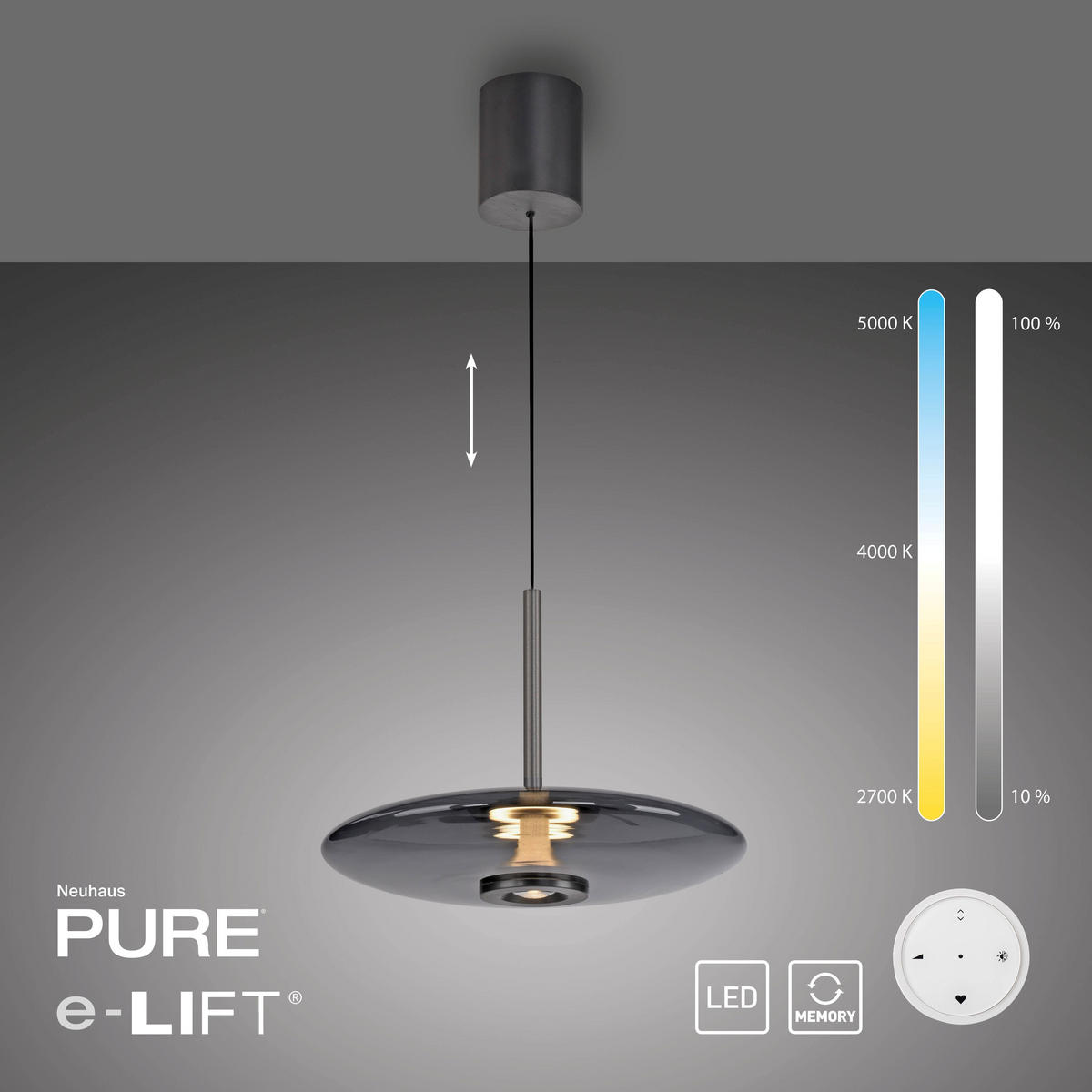 LED-PENDELLEUCHTE 45/45/240 cm  - Design, Glas/Kunststoff (45/45/240cm) - Neuhaus PURE