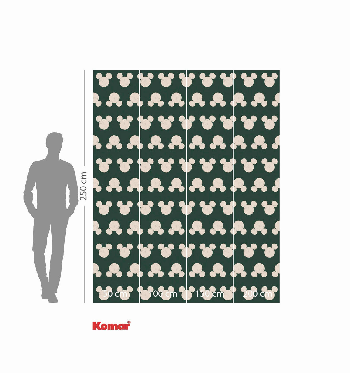 FOTOTAPETE MICKEY MOUSE GREEN HEADS  - Naturfarben, Design, Textil (200/250cm) - Disney