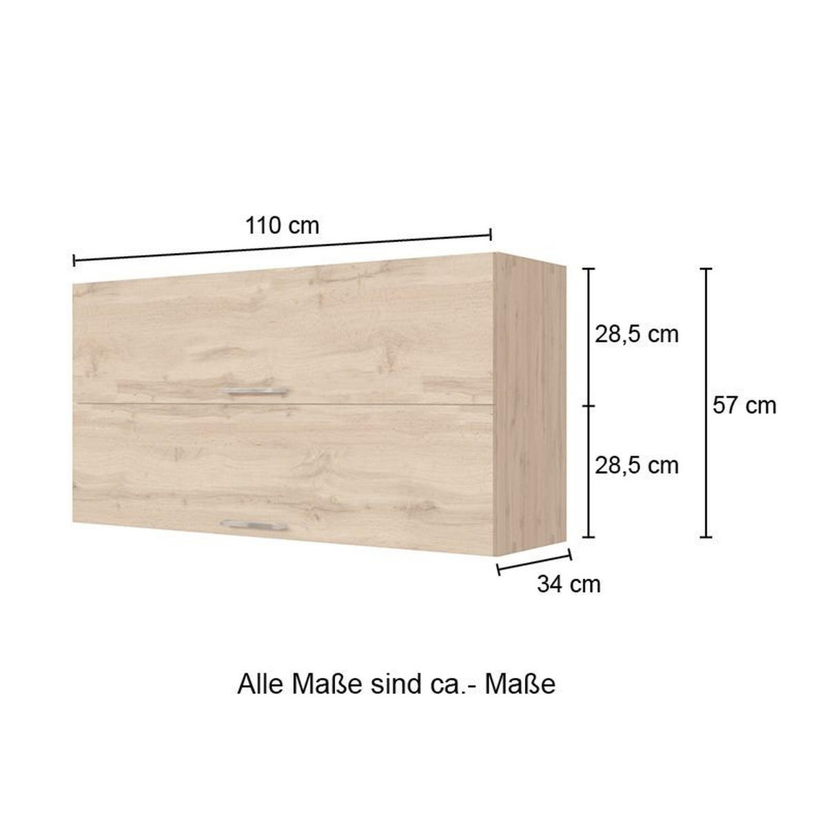 KÜCHENOBERSCHRANK 110/57/34 cm  in Anthrazit, Eiche Wotan  - Chromfarben/Anthrazit, Modern, Holzwerkstoff/Metall (110/57/34cm) - Held
