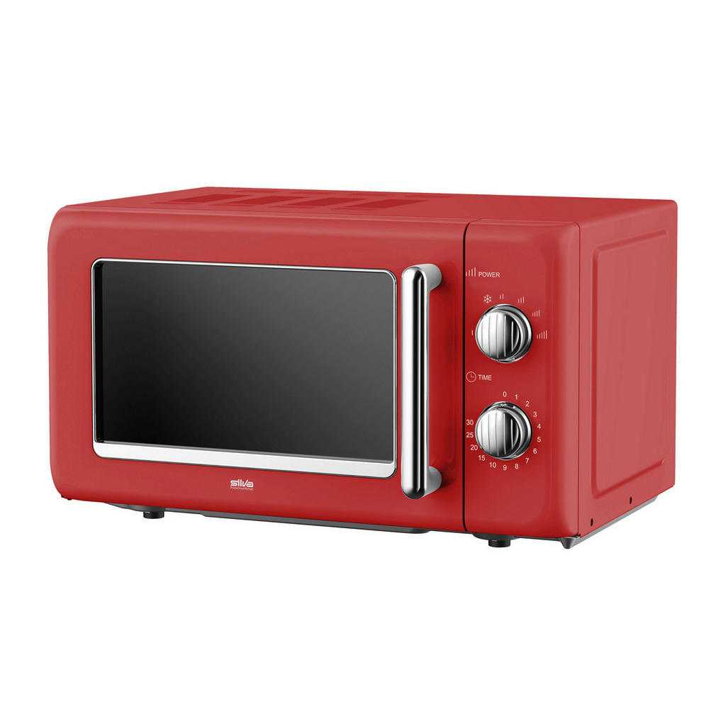 Thumbnail - Mikrowelle, Rot, Metall, 45.2x26.2x36 cm, Auftaufunktion, Signalton, Küchen, Küchenelektrogeräte, Mikrowellen