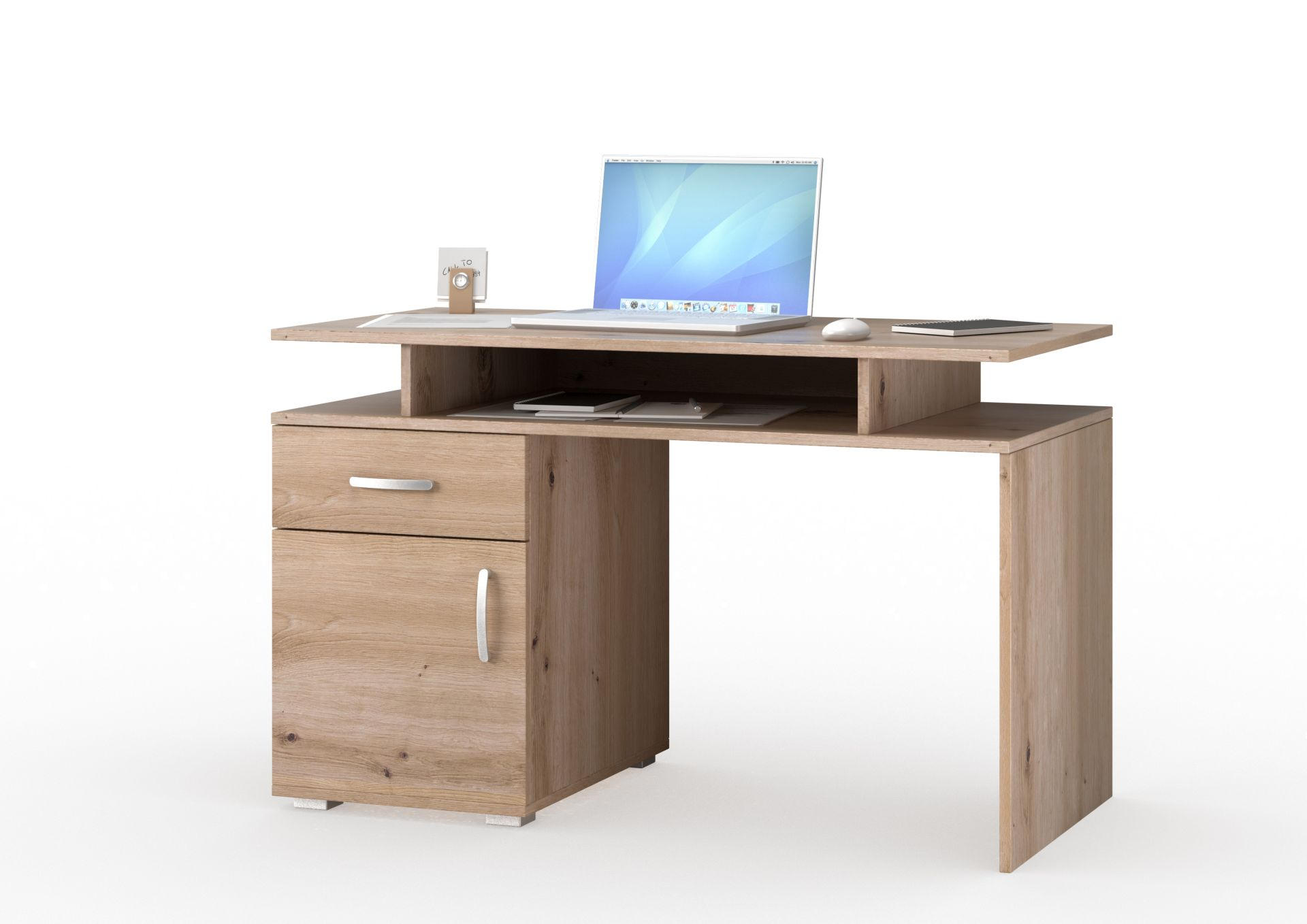 PISAĆI STOL  svijetlo smeđa  drvni materijal  - bijela/svijetlo smeđa, Design, drvni materijal/metal (110/75/55cm) - Boxxx