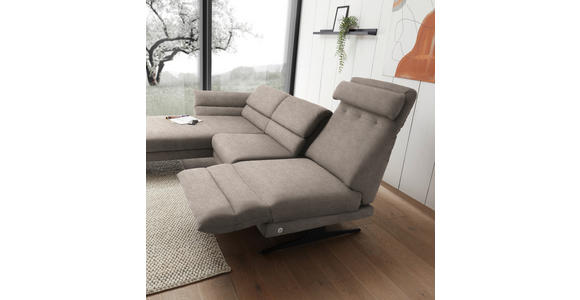 ECKSOFA Taupe Flachgewebe  - Taupe/Schwarz, Design, Textil/Metall (176-217/279-327cm) - Dieter Knoll