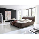 POLSTERBETT Bettkasten, Lattenroste Braun 180/200 cm  - Chromfarben/Braun, Design, Holz/Textil (180/200cm) - Xora