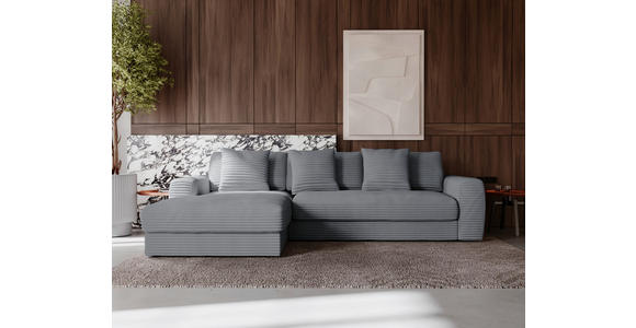 ECKSOFA in Cord Dunkelgrau  182/302 cm  - Dunkelgrau/Schwarz, MODERN, Kunststoff/Textil (182/302cm) - Carryhome