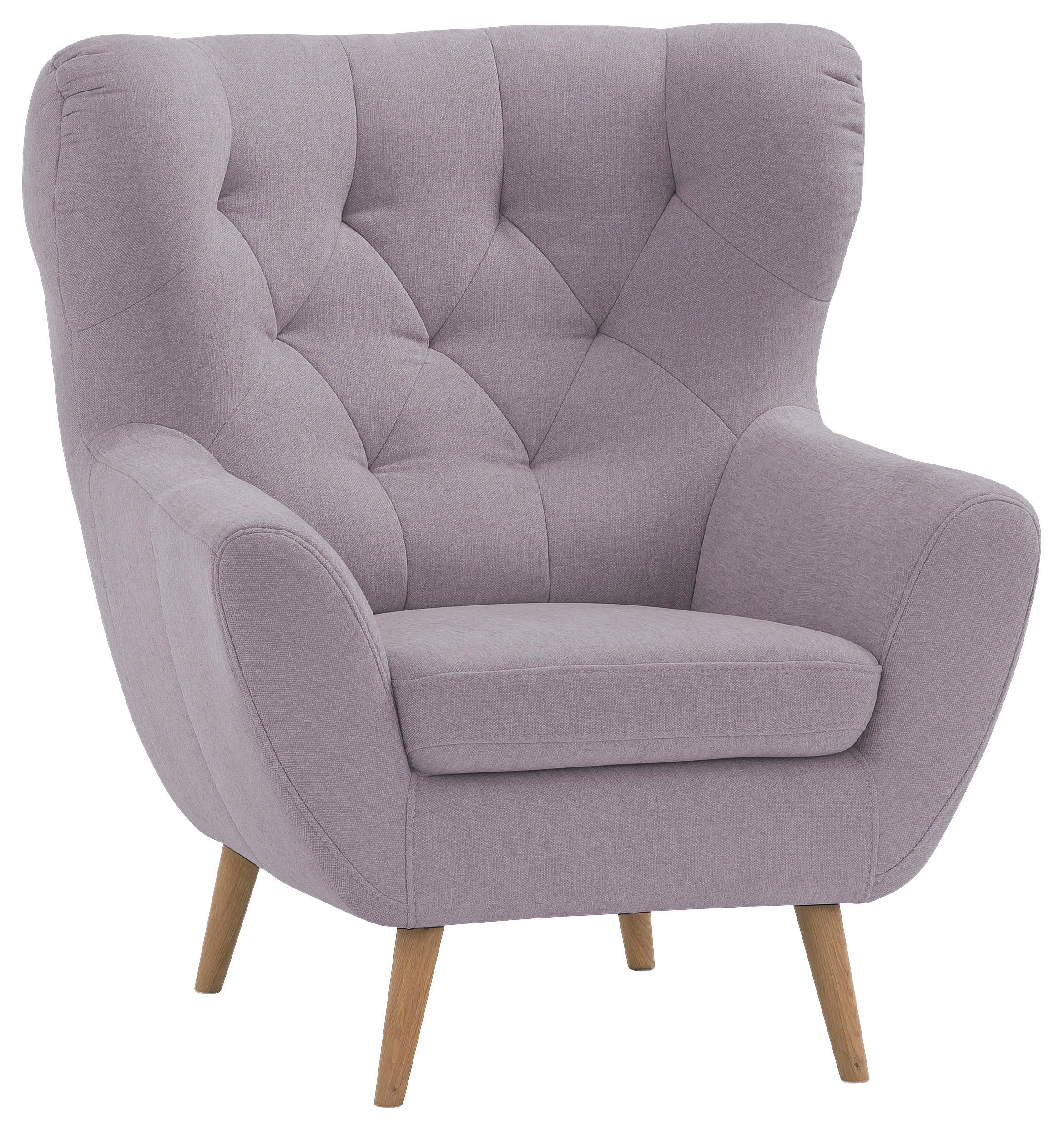 OHRENSESSEL Flachgewebe Altrosa  - Eichefarben/Beige, Design, Holz/Textil (88/104/92cm) - Stylife