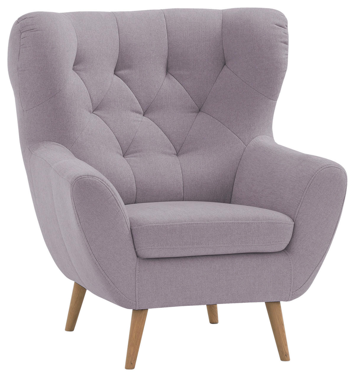 OHRENSESSEL Flachgewebe Altrosa  - Eichefarben/Beige, Design, Holz/Textil (88/104/92cm) - Stylife