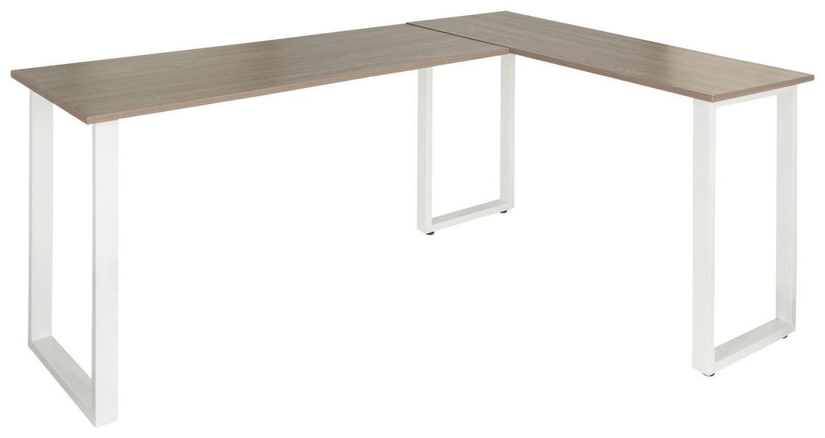 ECKSCHREIBTISCH 165/120/75 cm  in Grau, Weiß  - Weiß/Grau, Basics, Holzwerkstoff/Metall (165/120/75cm) - MID.YOU