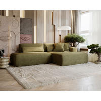 ECKSOFA REVE in Chenille Grün  284/160 cm  - Schwarz/Grün, Design, Kunststoff/Textil (284/160cm) - Livetastic