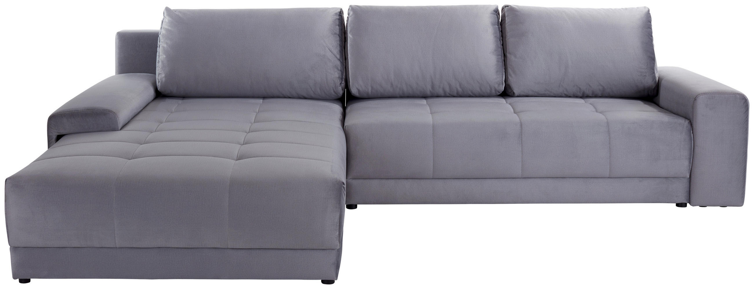 ECKSOFA Grau Samt  - Grau, MODERN, Textil (213/308cm) - MID.YOU