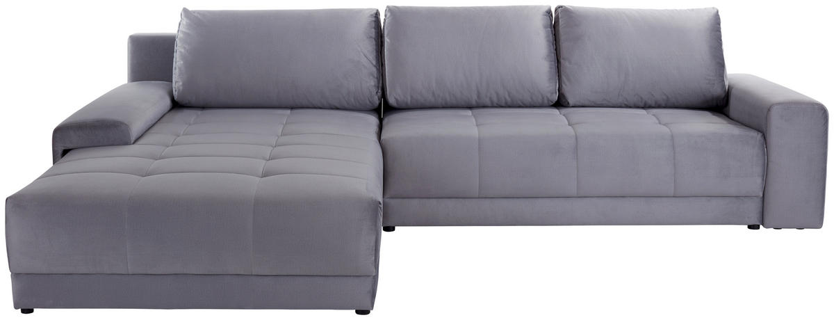 ECKSOFA Grau Samt  - Grau, MODERN, Textil (213/308cm) - MID.YOU
