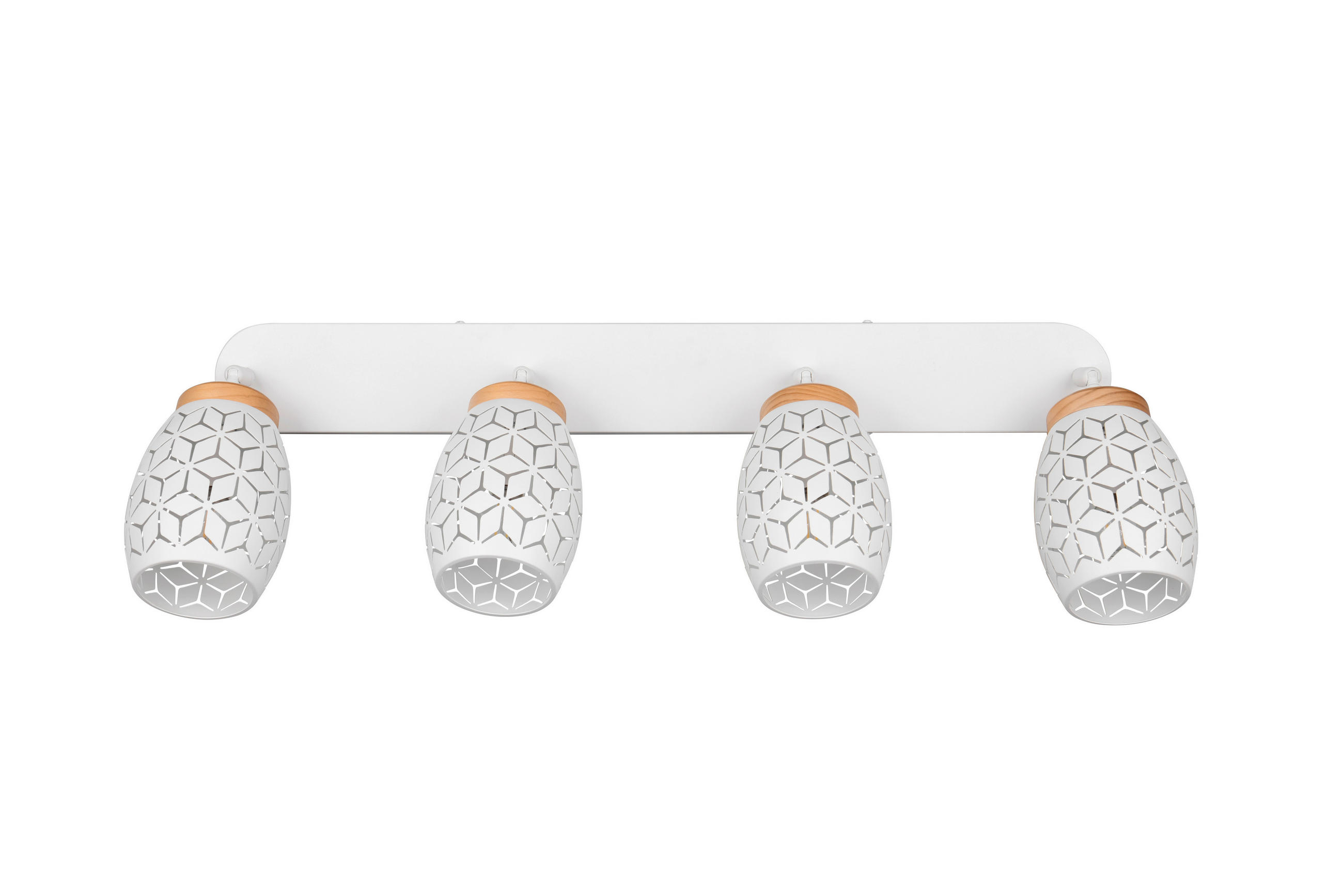 TAKSPOTLIGHT 74/27/12 cm - vit/naturfärgad, Trend, metall/trä (74/27/12cm)