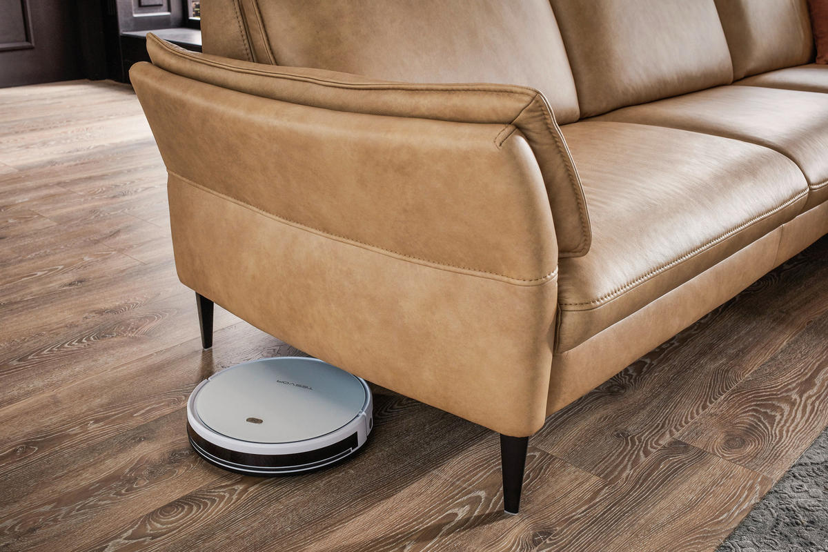 ECKSOFA Dunkelgelb Echtleder  - Dunkelgelb/Schwarz, Design, Leder/Metall (172/334cm) - Hukla