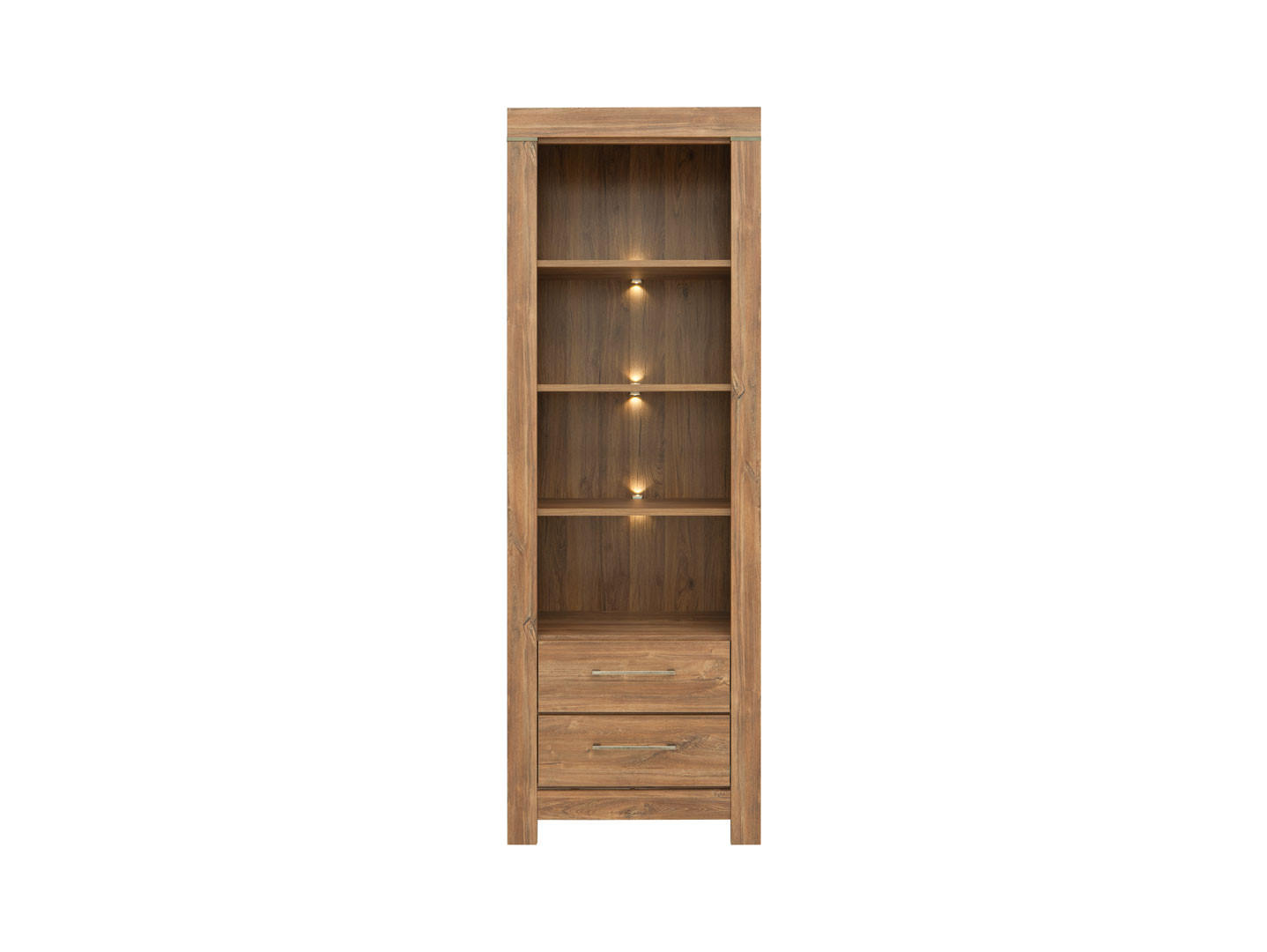 STOJACÍ REGÁL, barvy dubu, 68/200,5/42 cm - barvy dubu/barvy niklu, Design, kov/kompozitní dřevo (68/200,5/42cm) - Welnova