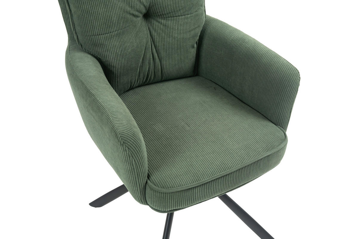 ARMLEHNSTUHL  in Eisen Cord  - Schwarz/Olivgrün, Design, Textil/Metall (60/95/67cm) - Novel