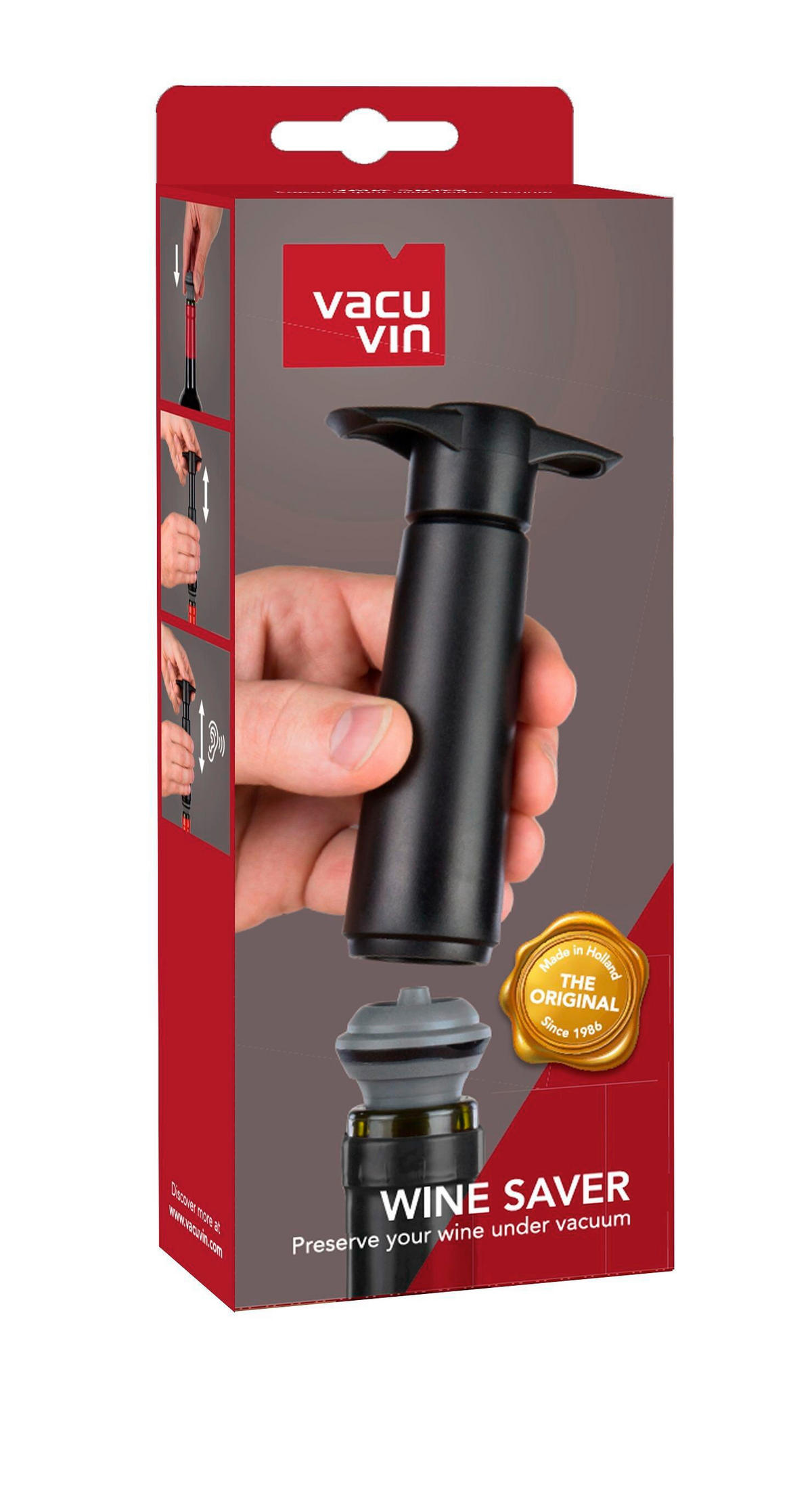 WEINPUMPE  - Schwarz, Basics, Kunststoff (8.50/4.30/22.30cm) - Vacu Vin