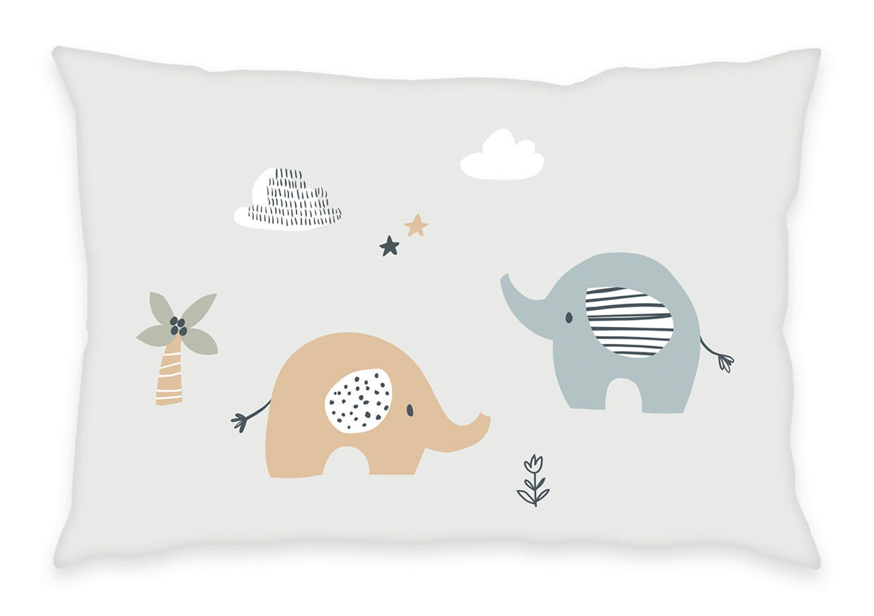 Thumbnail - Herding Babybettwäsche, Grau, Mehrfarbig, Textil, Elefant, 100x135 cm, weiche und anschmiegsame Oberfläche, schadstoffge...