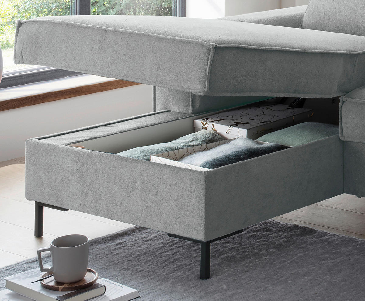 KUTNA GARNITURA tekstil  antracit   - crna/antracit, Moderno, tekstil/metal (150/240cm) - Livetastic
