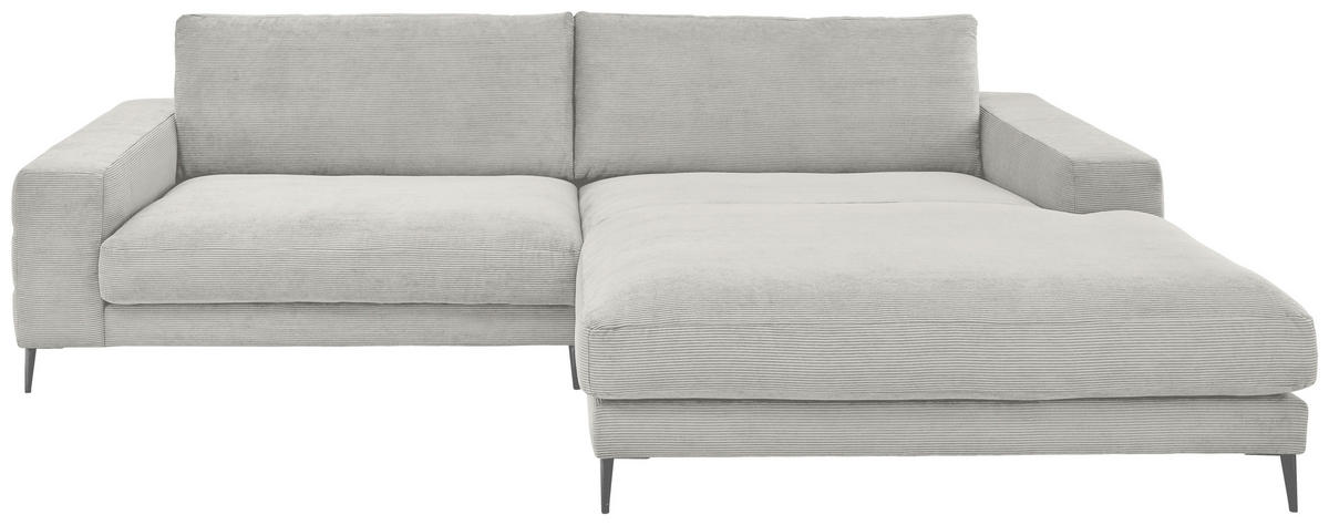 ECKSOFA in Feincord Weiss  - Weiss/Schwarz, Design, Textil/Metall (293/207cm) - Dieter Knoll