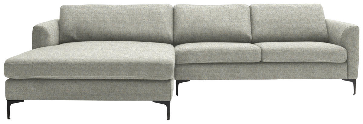 ECKSOFA in Flachgewebe Naturfarben  195/310 cm  - Schwarz/Naturfarben, Design, Textil/Metall (195/310cm) - Schöner Wohnen