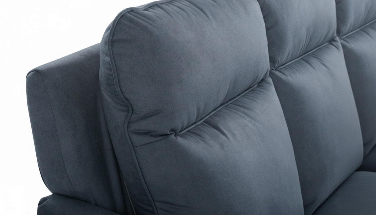 3-SITZER-SOFA  in Mikrofaser Blau Skandinavisch, Modern  - Blau/Buchefarben, Design, Holz/Textil (202/110/92cm) - Livetastic