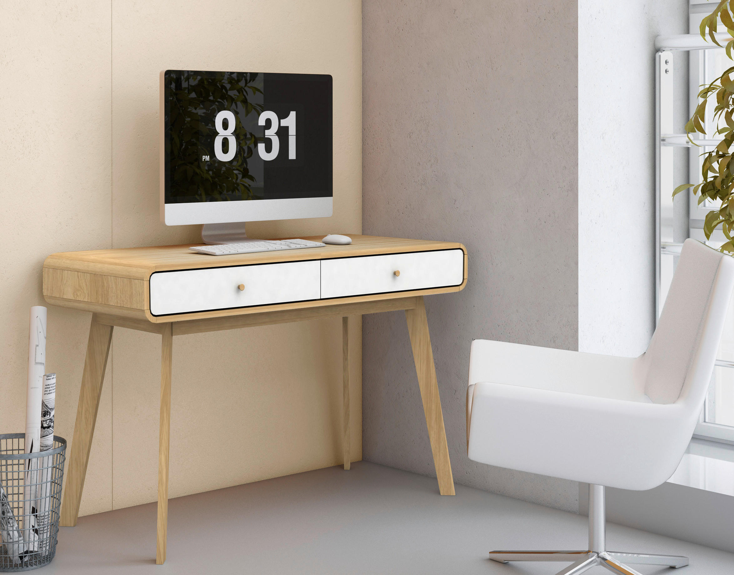SCHREIBTISCH 120/79/50 cm in Weiß, Eichefarben - Eichefarben/Weiß, Design, Holz/Holzwerkstoff (120/79/50cm) - MID.YOU