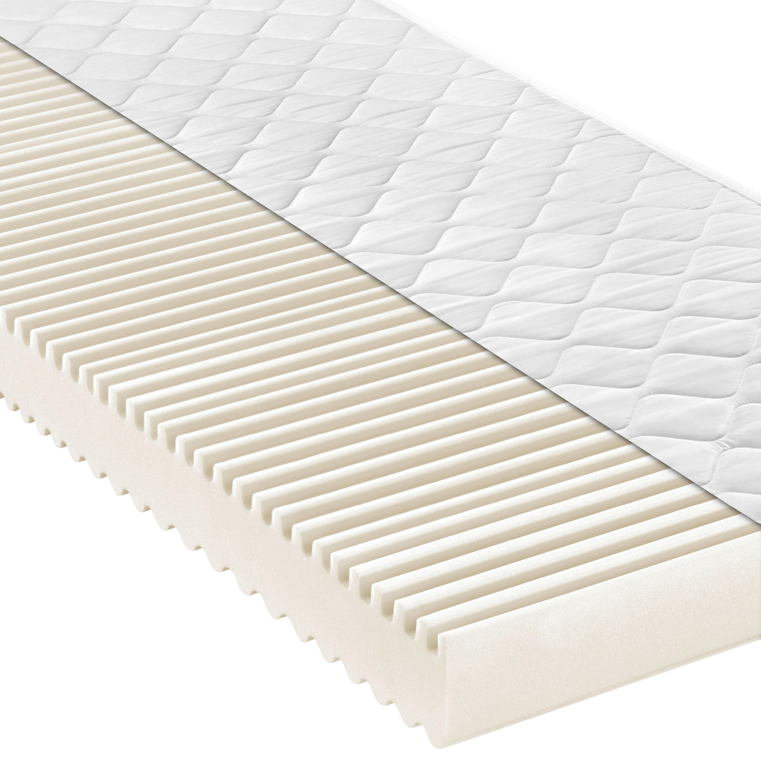 KOMFORTSCHAUMMATRATZE 90/200 cm, Höhe ca.: 15 cm, H2 + H3 = mittel + fest,  - Weiß, Basics, Textil (90/200cm) - Xora