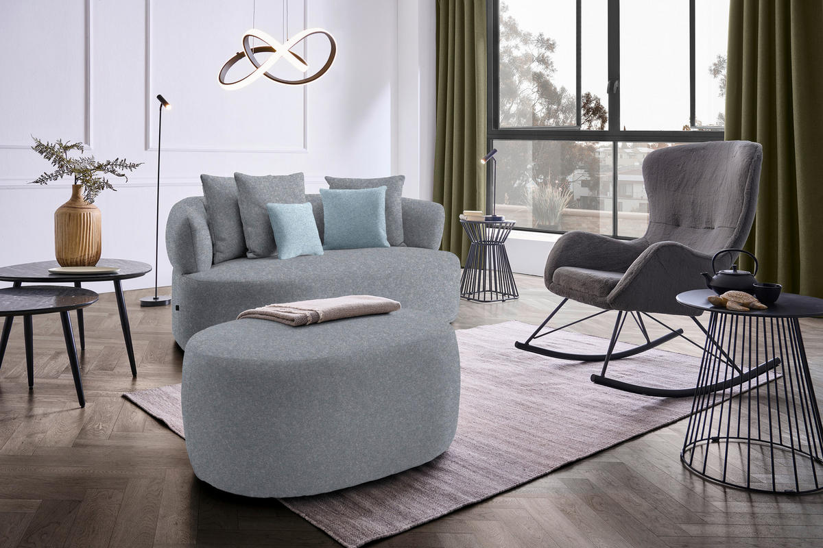 2-SITZER-SOFA in Flachgewebe Dunkelgrau  - Blau/Dunkelgrau, MODERN, Kunststoff/Textil (177/86/105cm) - Hom`in