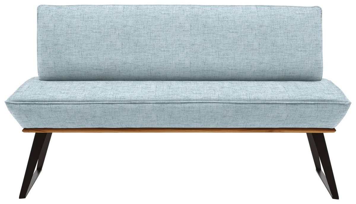 SITZBANK in Holz, Metall, Textil Schwarz, Eichefarben, Hellblau  - Eichefarben/Schwarz, Design, Holz/Textil (160/87/64cm) - Voleo