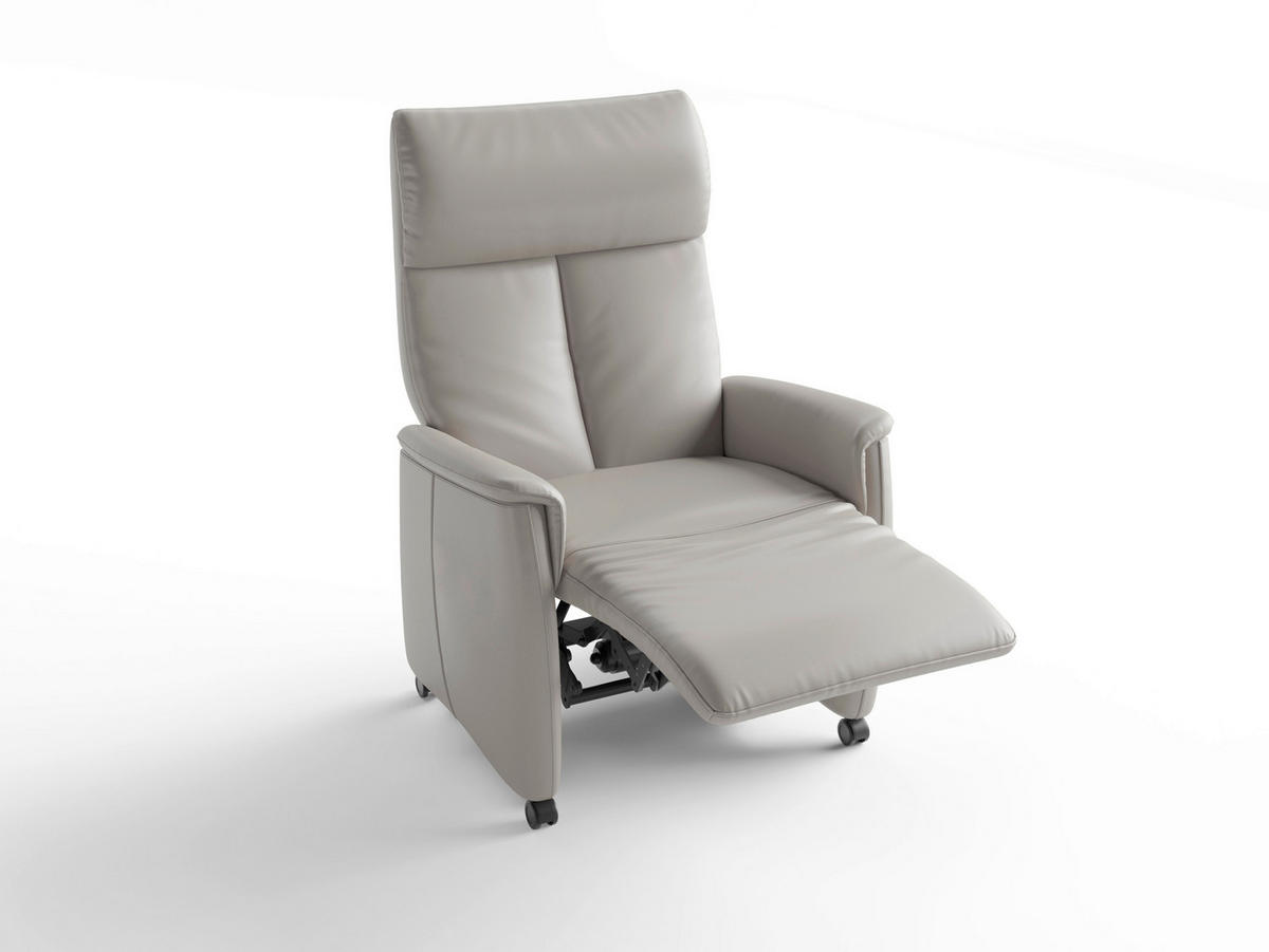 RELAXAČNÉ KRESLO, koža, svetlosivá - čierna/svetlosivá, Basics, koža/plast (76/110/84cm) - Sit & More