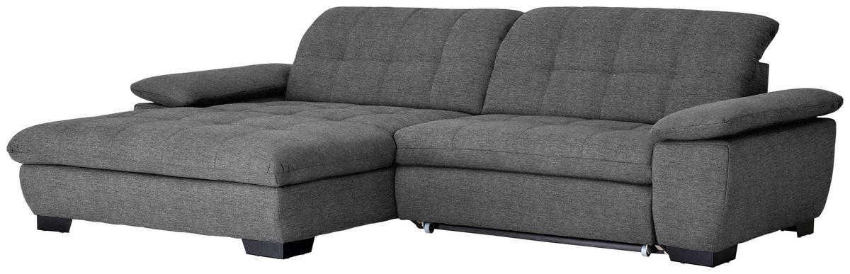 ECKSOFA in Webstoff Dunkelgrau  - Dunkelgrau/Schwarz, Design, Textil/Metall (180/265cm) - Carryhome