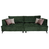 BIGSOFA in Chenille Dunkelgrün  - Dunkelgrün/Beige, Design, Textil/Metall (250/90/120cm) - home24
