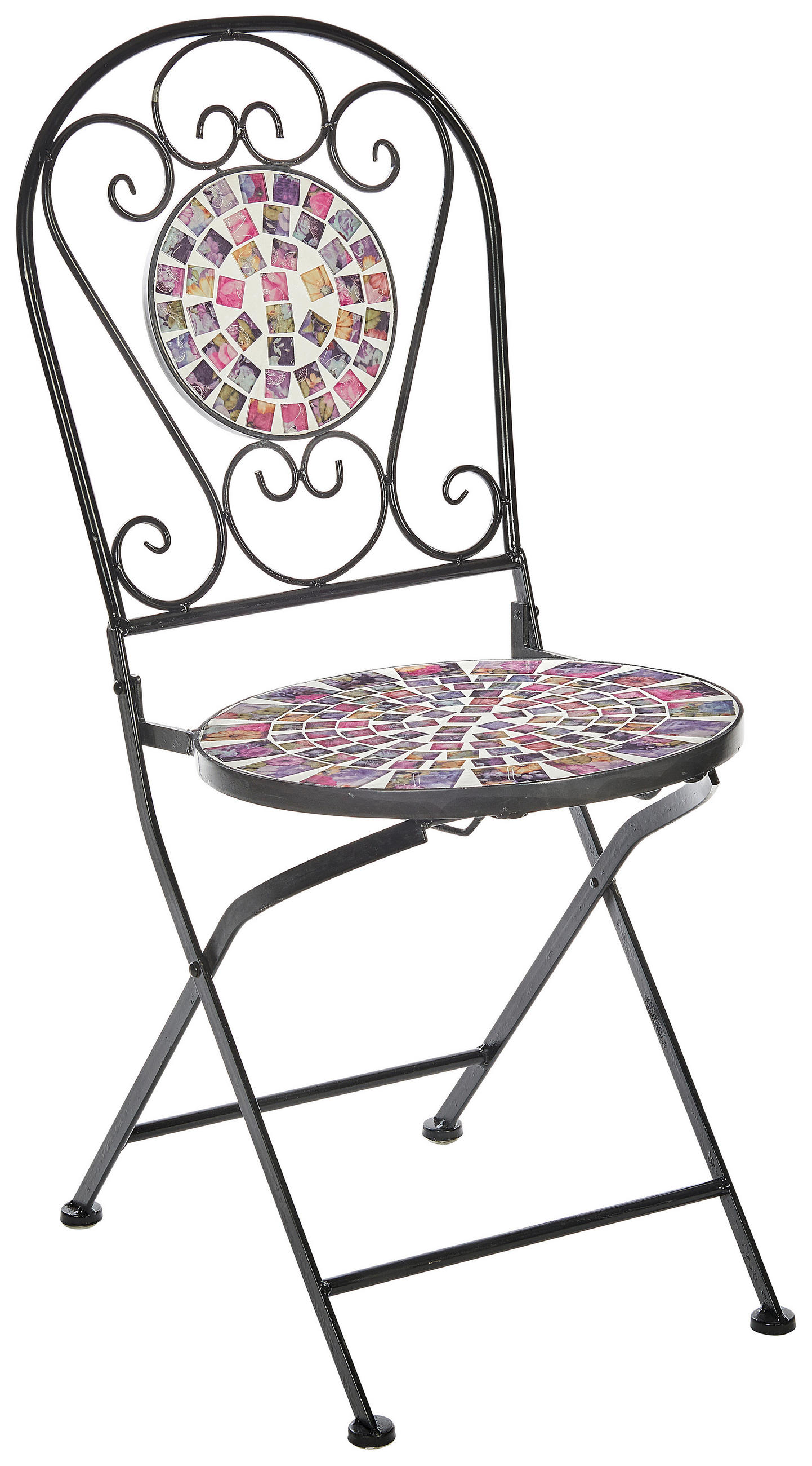 Gartenstuhl in Metall, Glas, Stein Multicolor, Schwarz