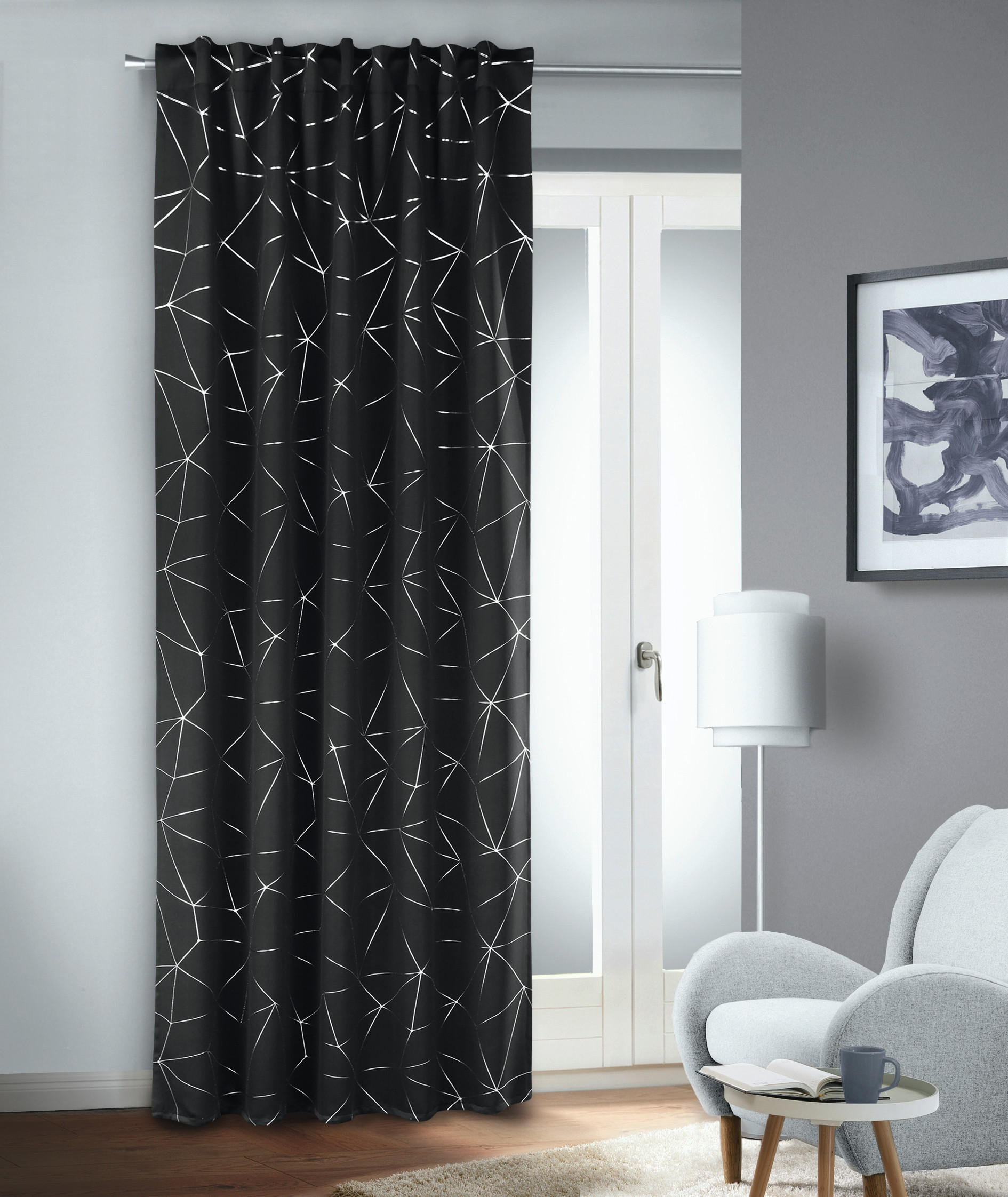 SCHLAUFENSCHAL  blickdicht  135/245 cm   - Schwarz, Basics, Textil (135/245cm)