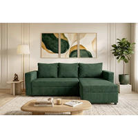 ECKSOFA Cord Grün  - Schwarz/Grün, Design, Kunststoff/Textil (230/156cm) - P & B