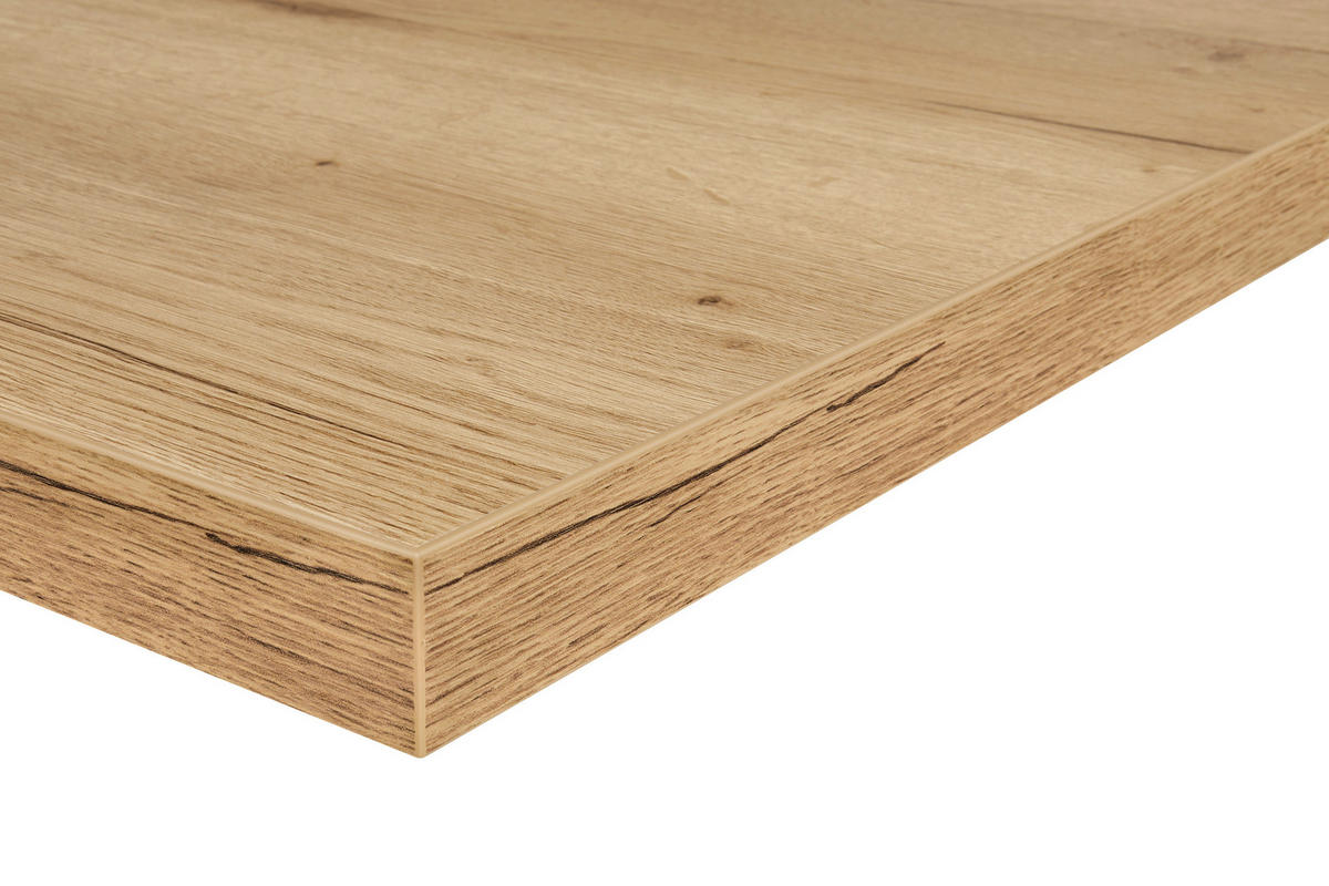 KÜCHENBLOCK 240 cm   in Eichefarben, Weiß Hochglanz  - Edelstahlfarben/Eichefarben, MODERN, Holzwerkstoff/Metall (240cm) - Nobilia